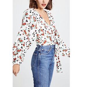 A.L.C Silk Floral Wrap Tie Top Blouse Size 4